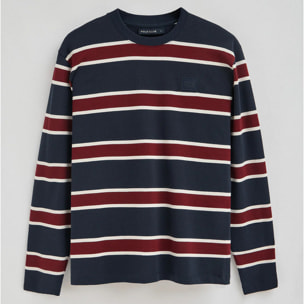 Camiseta Carter con rayas azul marino y granate con parche personalizado Polo Club