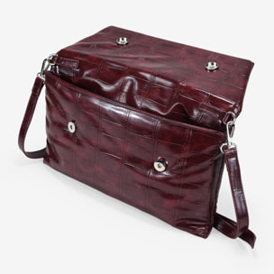 Bolso de mano burdeos efecto cocodrilo