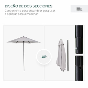 Sombrilla de Terraza Exterior Ø2x2 m Parasol de Terraza Exterior con Techo de Ventilación y Poste Desmontable de Aluminio Sombrilla para Jardín Patio Gris Claro