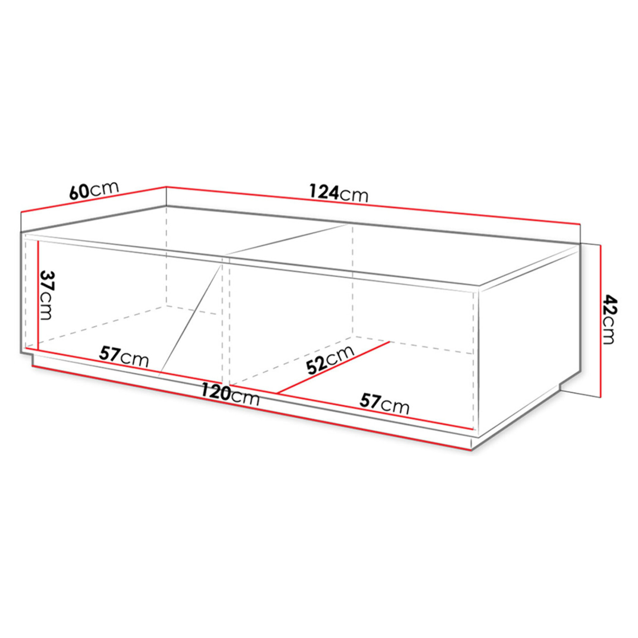 Pitt - table basse - 124 cm - style industriel - Bois / Blanc