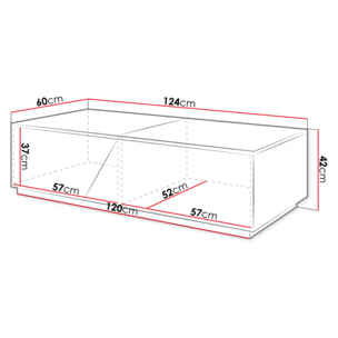 Pitt - table basse - 124 cm - style industriel - Bois / Blanc