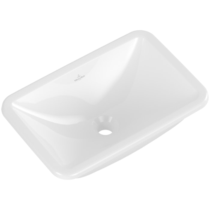 Vasque 60 x 40,5 rectangle à encastrer Loop & Friends TitanCeram stone white sans trop plein