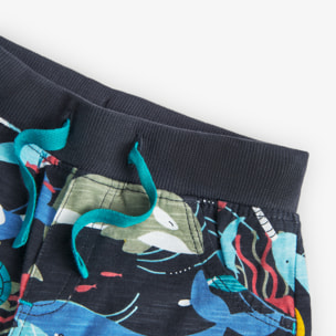 Bermudas estampadas niÃ±o, algodÃ³n, gris oscuro