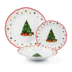 Service 18 assiettes Excelsa Christmas Eve, porcelaine, multicolore