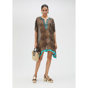 Vestito corto stampa animalier