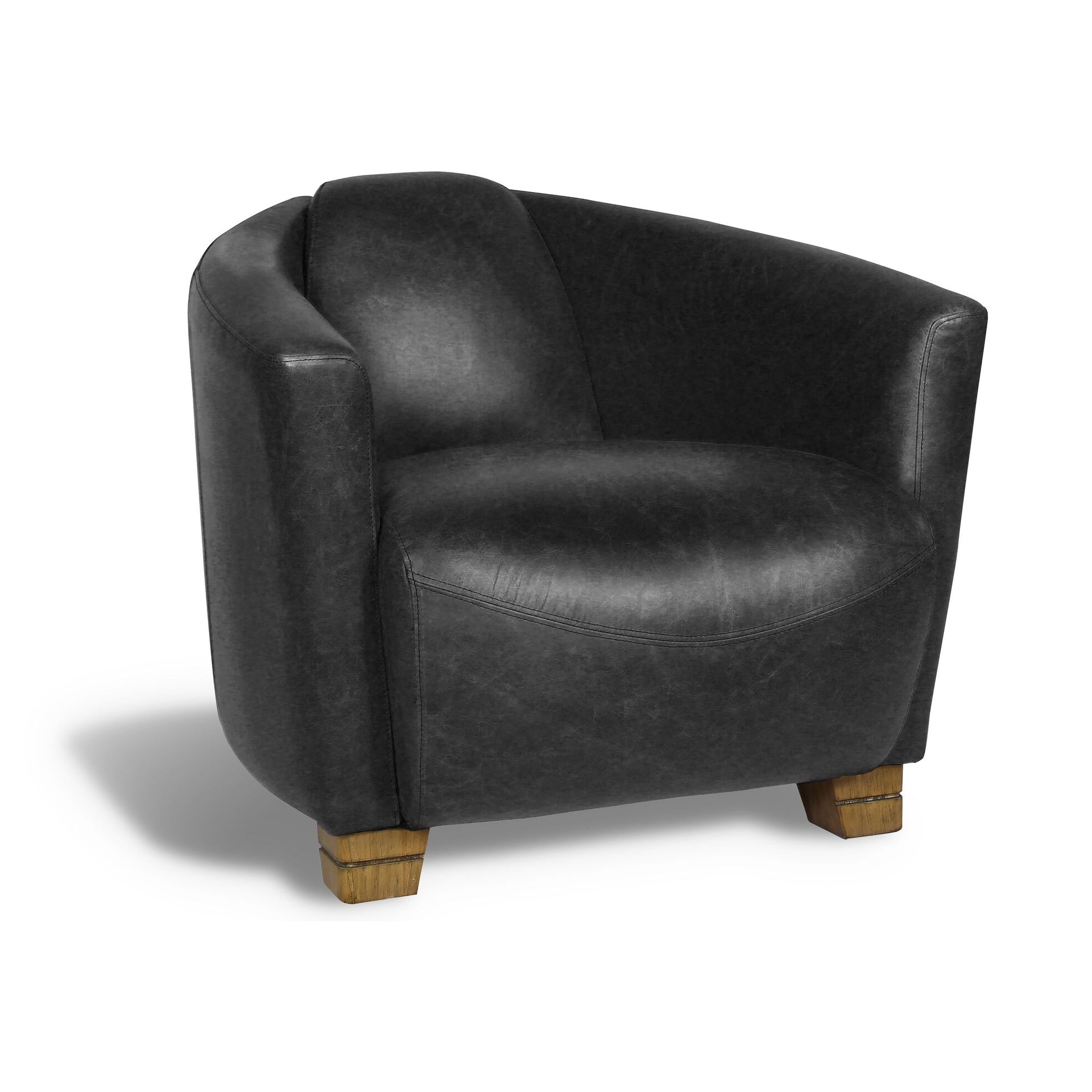 Fauteuil en cuir de vache noir POROK