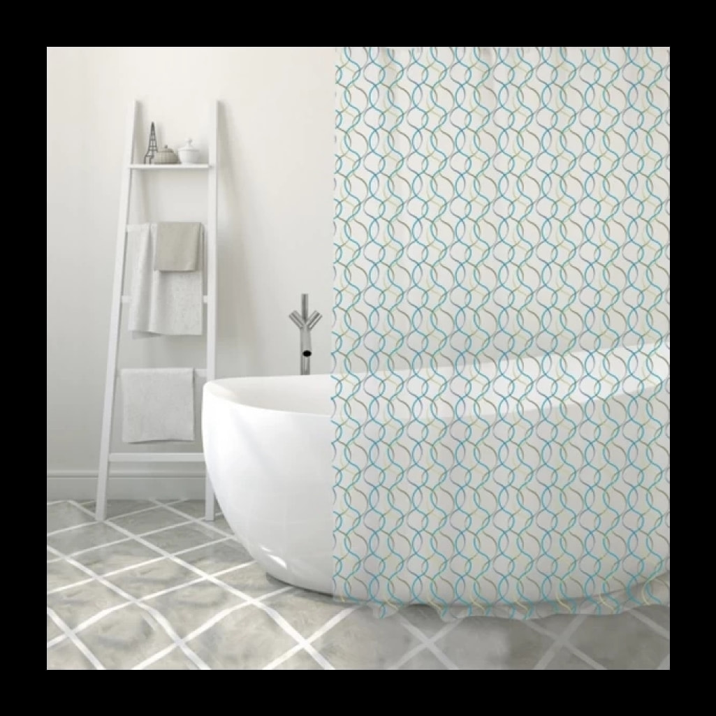 Rideau de douche PVC ALGAE 180x200cm Vert & Bleu MSV