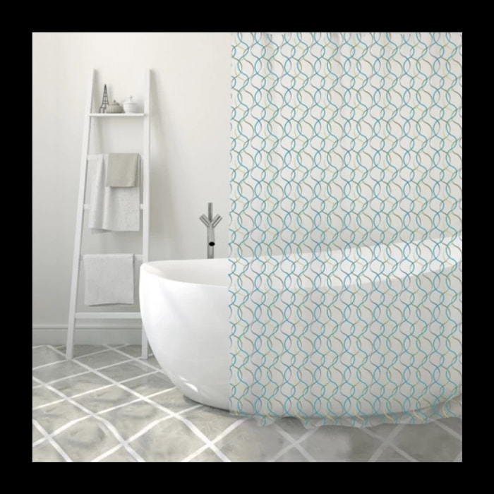 Rideau de douche PVC ALGAE 180x200cm Vert & Bleu MSV