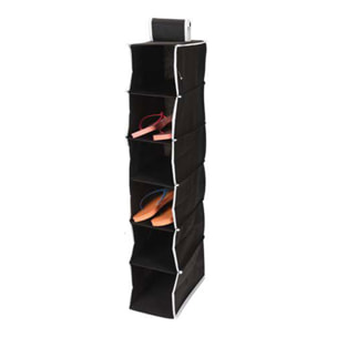 Well home organizador colgante de almacenamiento con 6 compartimentos 15x30xh84cm negro con ribetes blancos