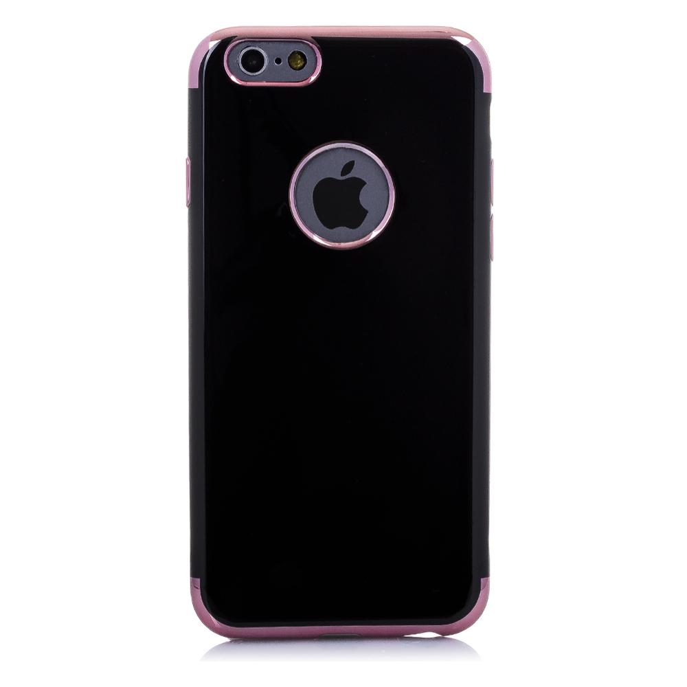 CARCASA EN NEGRO BRILLANTE CON BORDES METALIZADOS PARA IPHONE 6/6S