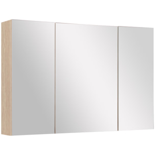 Armario de Baño con Espejo Mueble Espejo para Baño con 3 Puertas y Estantes Ajustables para Aseo Dormitorio Estilo Moderno 90x60x13,5 cm Roble