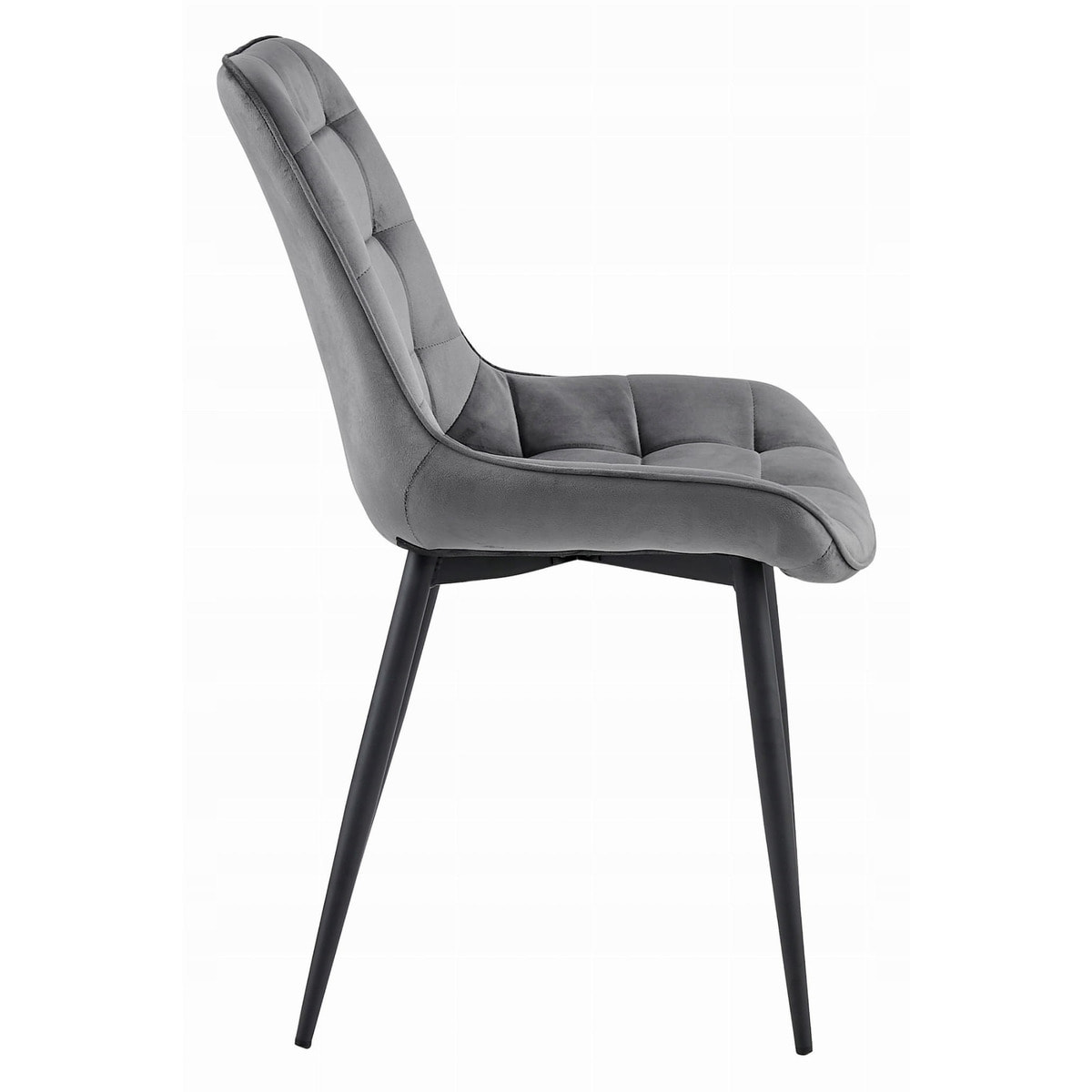 Sedia Bera in velluto grigio scuro e metallo nero