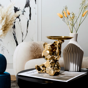 Statue Ourson Vide Poche Dore H12cm