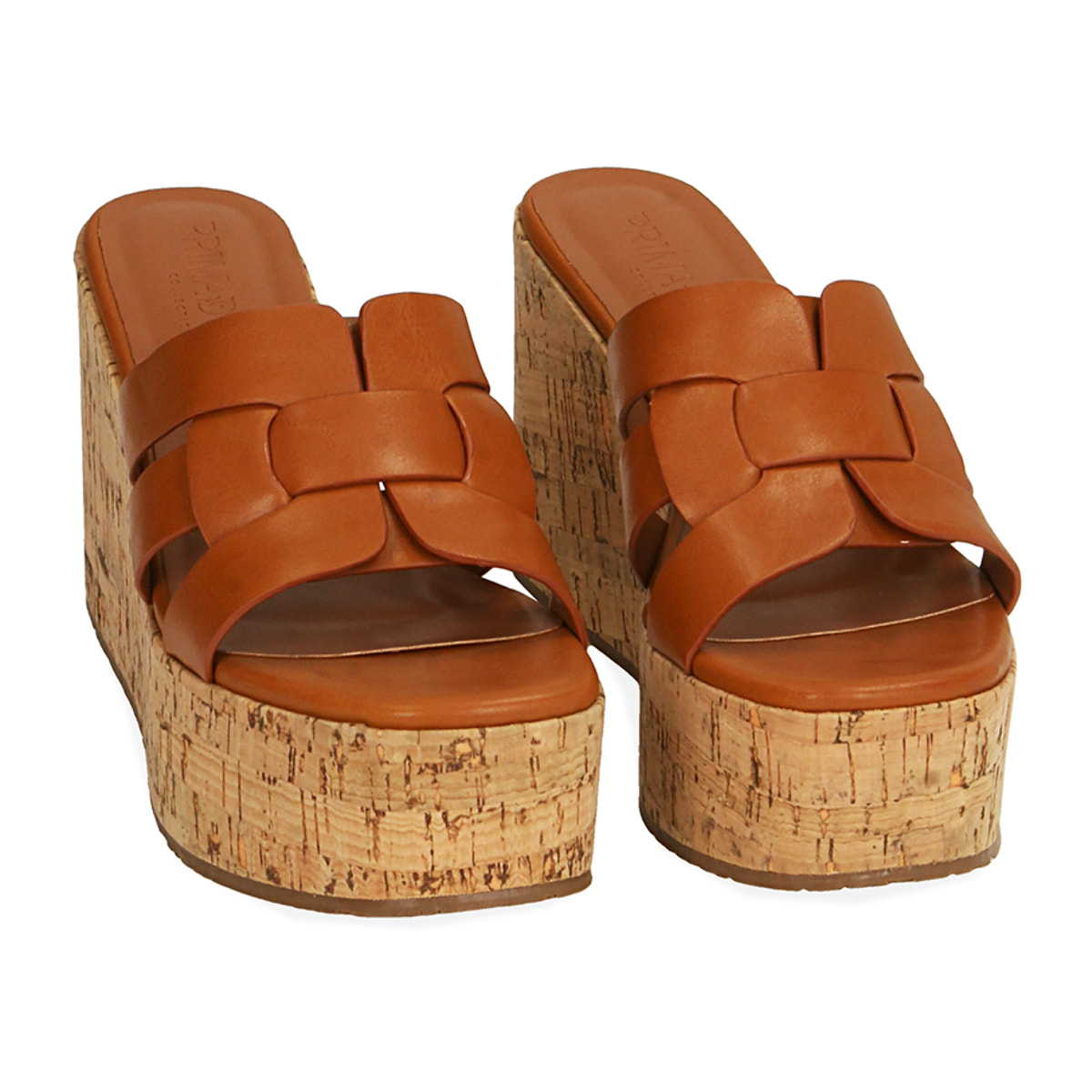 Zapatillas color coñac, plataforma de 9,5 cm