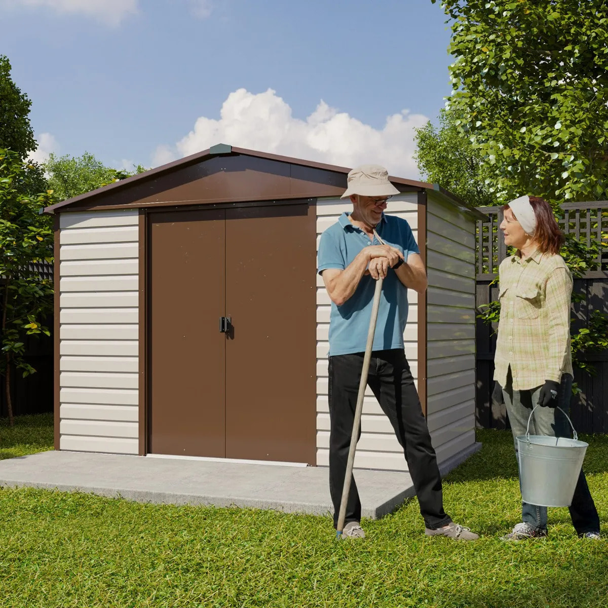 Abri de jardin métal Yardmaster 5,3 m² + kit d'ancrage