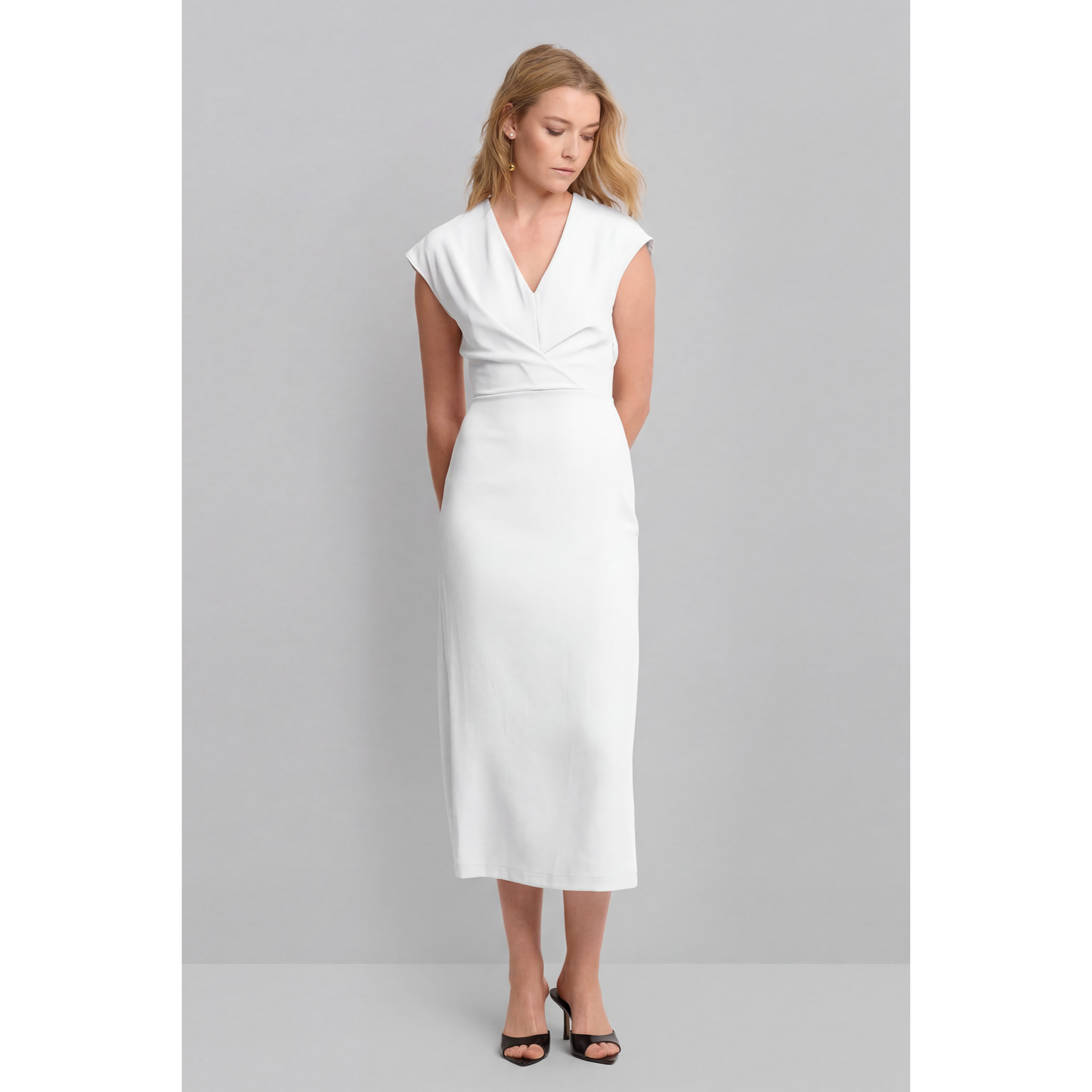 Kocca - Abito midi con spacco Donna, Tinta unita, Scollo a V