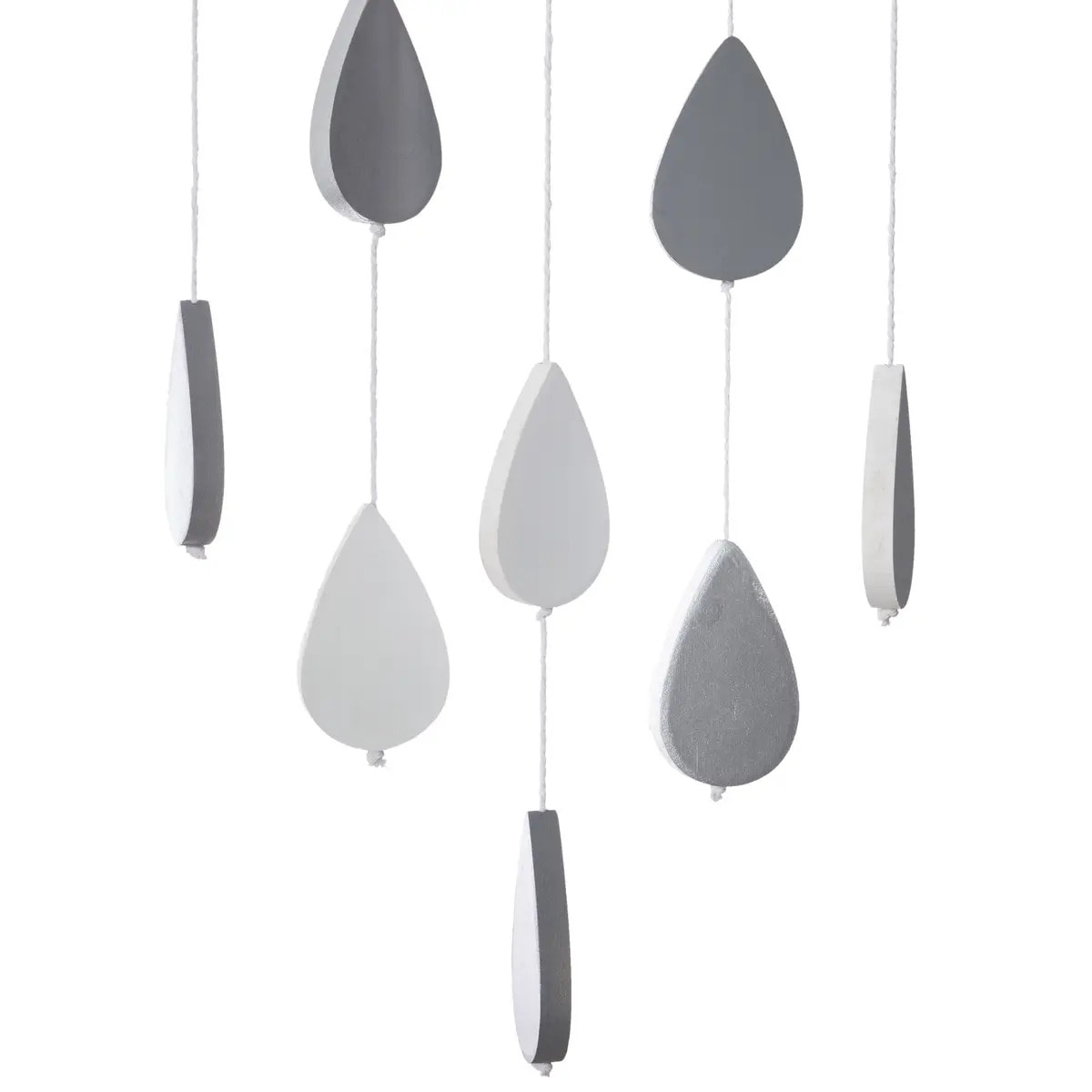 Suspension enfant "Nuage" - bois et coton - gris - H61 - 5 cm