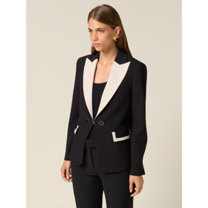 Oltre - Blazer con detalles en contraste - Negro