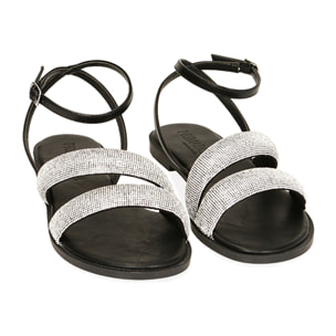 Sandalias negras de pedrería
