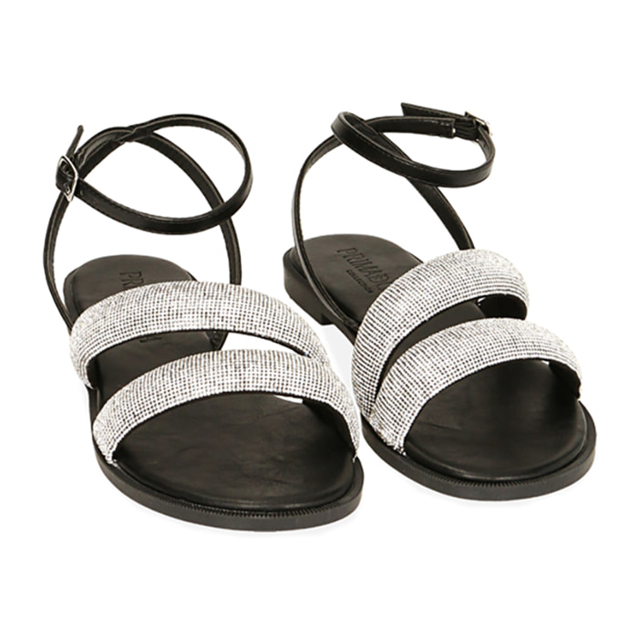 Sandalias negras de pedrería