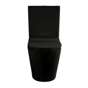 WC à poser sans bride en céramique avec abattant SoftClose + réservoir de chasse, alimentation latérale, noir (CEPX030RREXVPBKM)