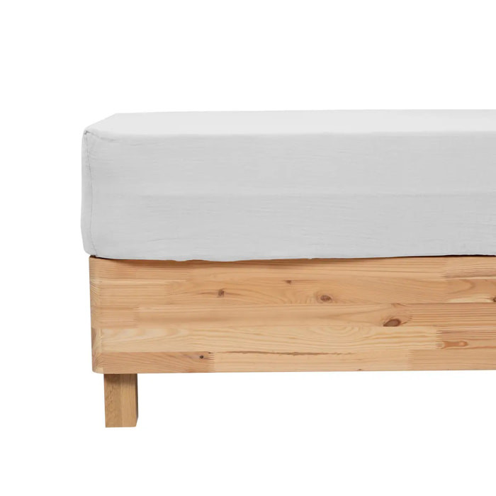 Drap housse "Flora" gaze de coton blanc 140x190cm