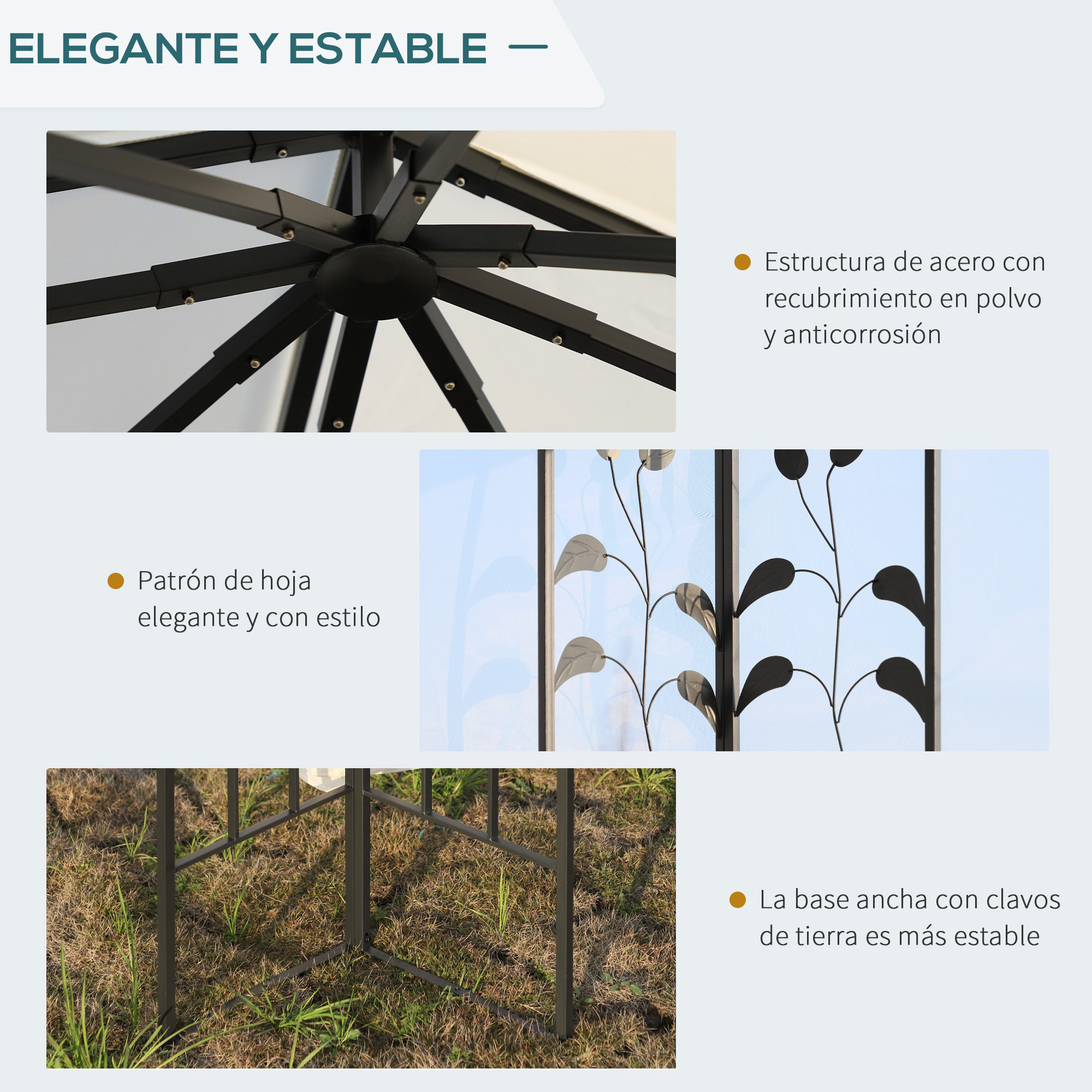 Carpas para Exterior Grandes Con Mosquitera Fácil de Drenar Poliéster Acero 3x3 cm