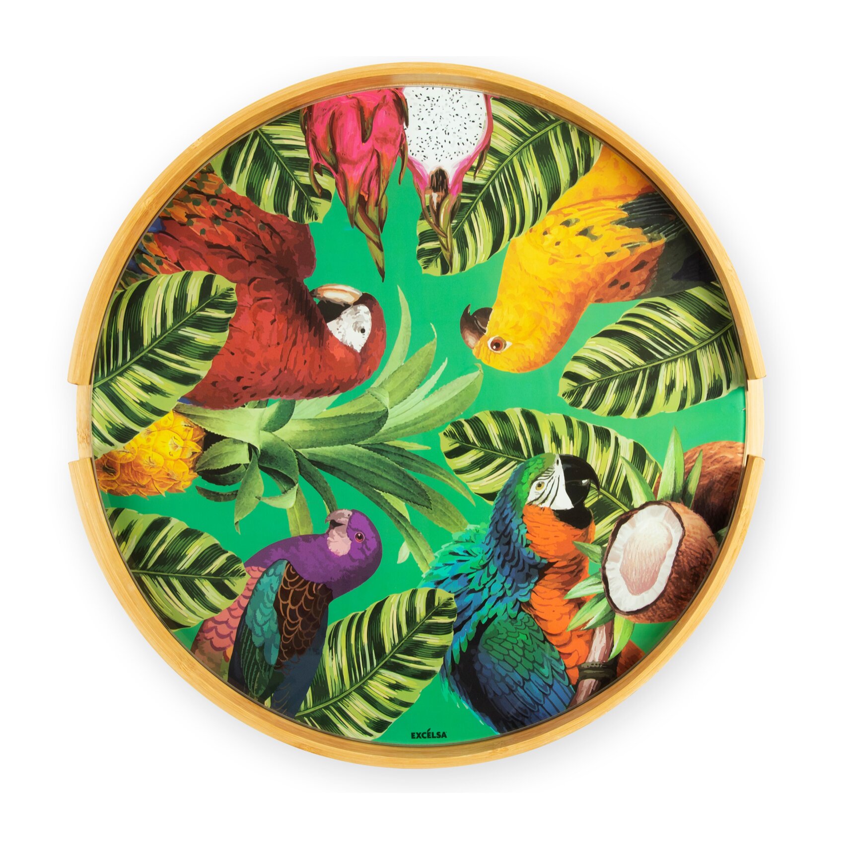 Tavolino Excelsa Havana in bambù e vetro 48x48x44 cm multicolore