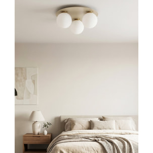 Lampada da soffitto SOLAR in acciaio mokka e vetro opale