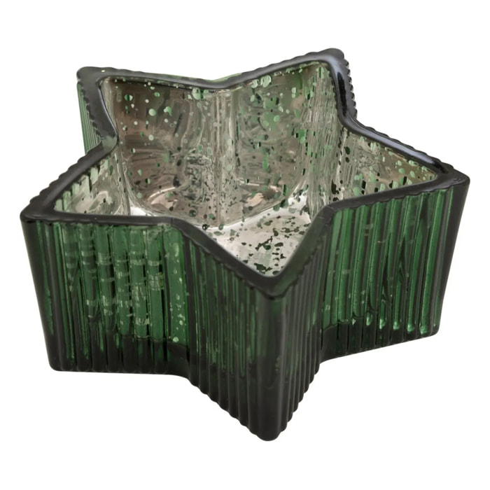 Photophore étoile l.8,5cm H.4cm verre mercerisé assorti