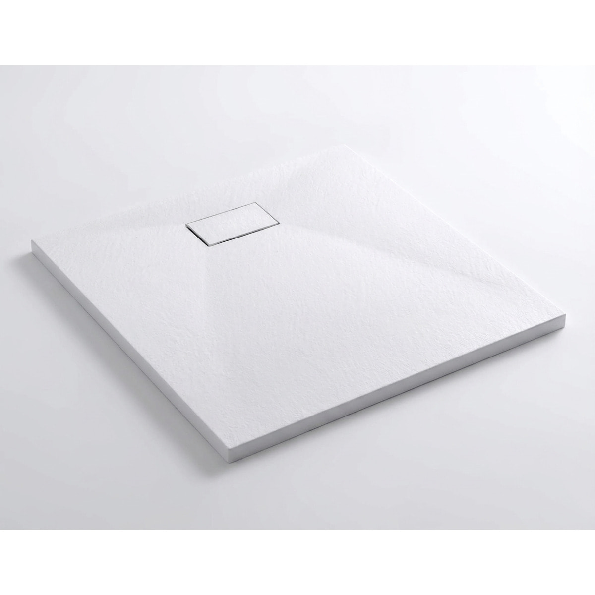 Essential 80x80 cm receveur de douche carré à poser SMC avec surface effet pierre, blanc (CERAES8080W)