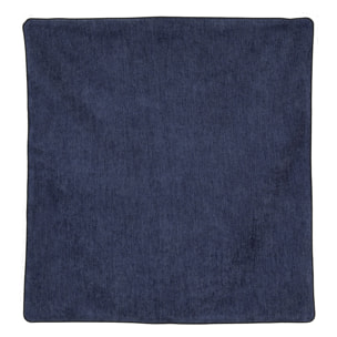 Housse de coussin passepoilée  - Effet velours - Bleu Foncé