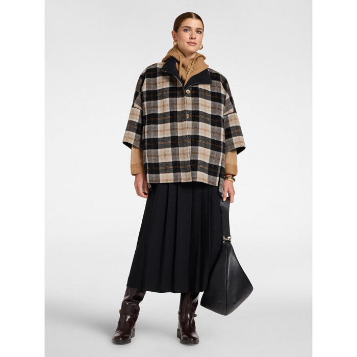 Elena Mirò - Gonna plissé lunga in enver satin - Nero