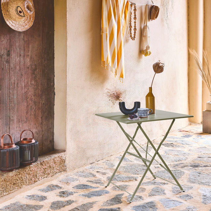 Table de jardin bistrot pliante métal + 2 assises EMILIA