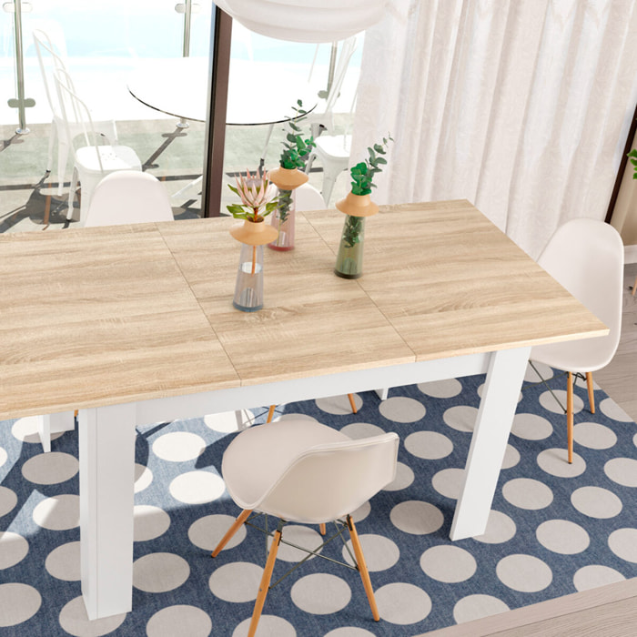 Mesa Comedor Extensible 78x140x90 Cm Roble Canadian/blanco Artik