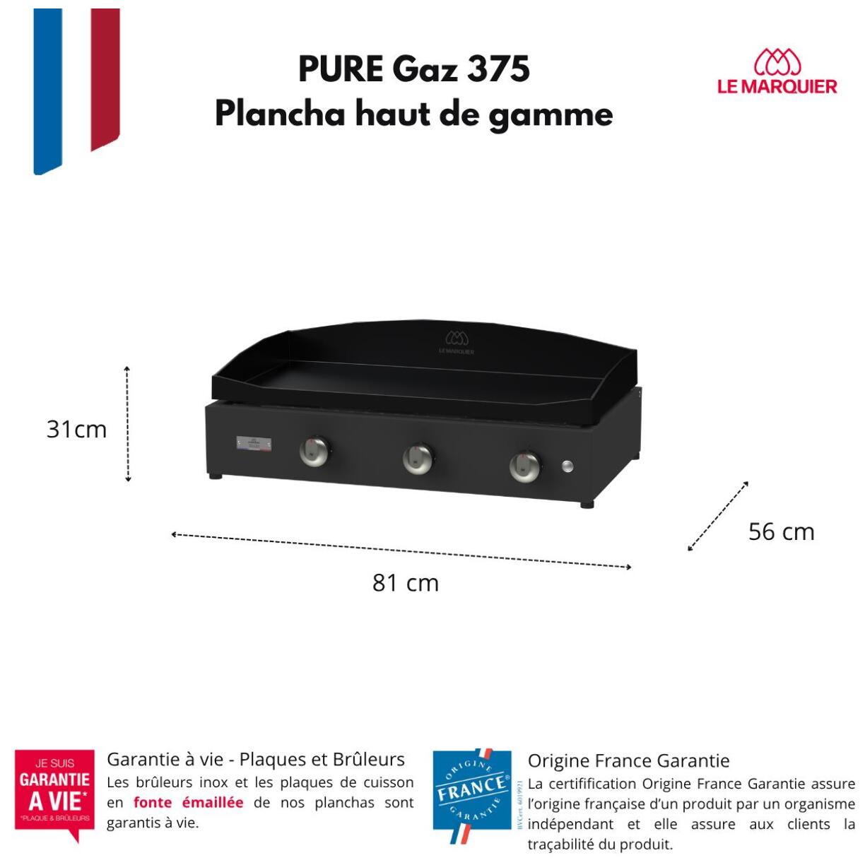 Plancha Pure 375 Noir - LE MARQUIER
