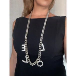 Collar largo LOVE en cristal Sw cristal y plata 10µ