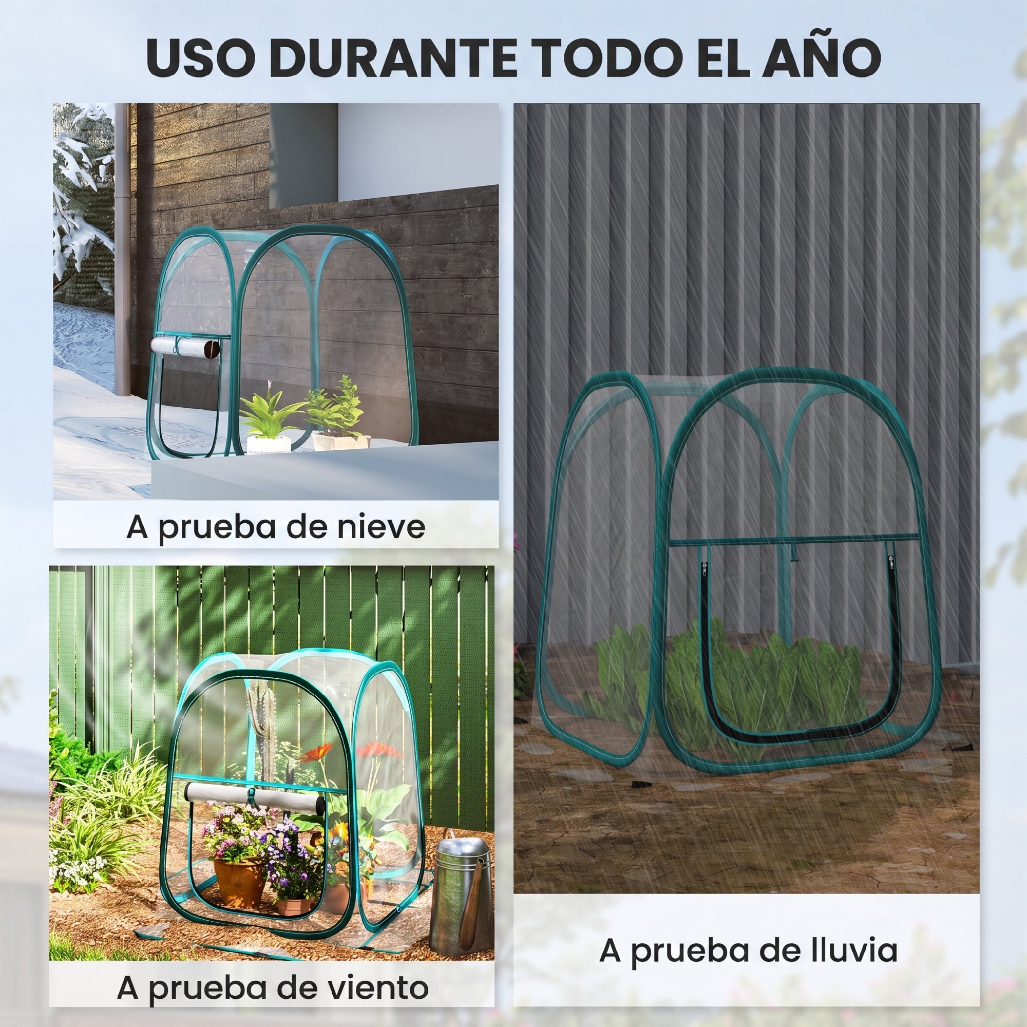 Mini Invernadero Plegable Pop-up, Invernadero Exterior Transparente con Puerta Enrollable y Cubierta de Plástico, Contraviento, para Cultivar Plantas, Flores, 70x70x80 cm, Transparente