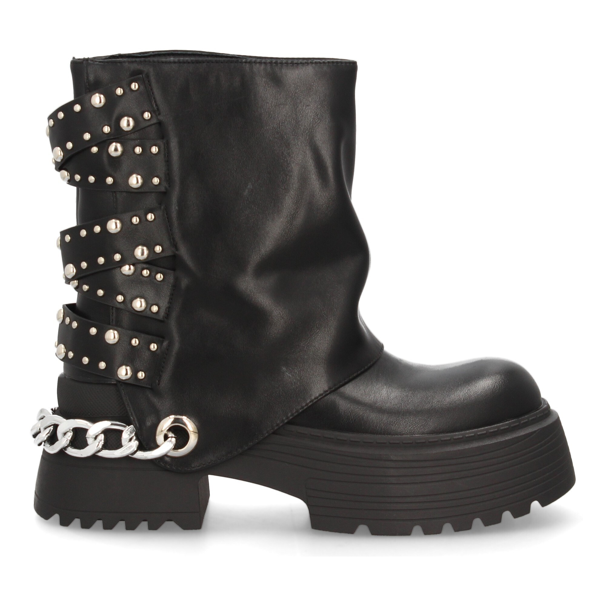 Botín de plataforma con cadena y tachuelas