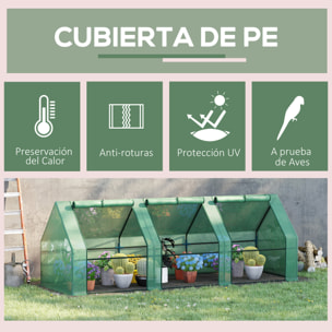 Invernadero de Exterior Invernadero de Jardín 270x90x90 cm Tipo Caseta con 3 Ventanas Marco de Acero y Cubierta de PE 140g/Ã£Å½Â¡ para Cultivo Plantas Flores Tomates Verde