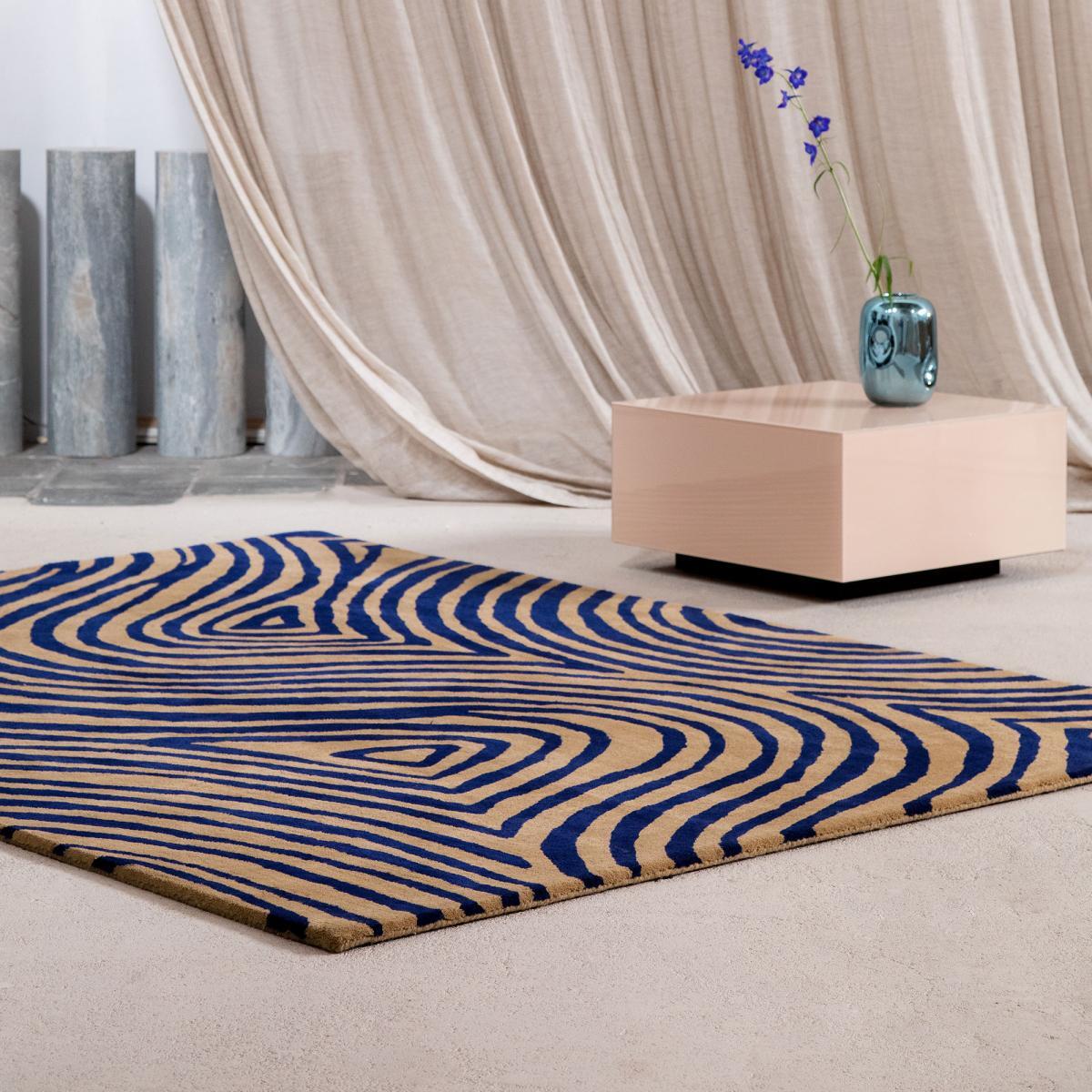 Tapis salon et chambre fait main en laine motif abstrait VAXE