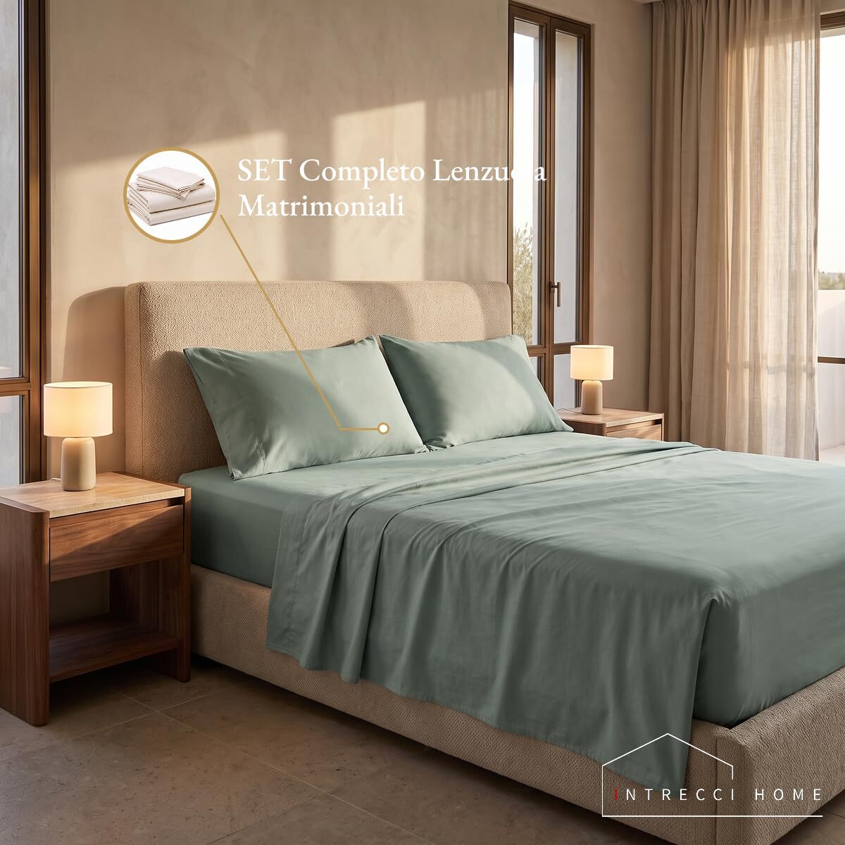 Completo lenzuola in cotone - Verde