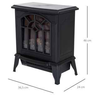 Chimenea Eléctrica de Pie Calefactor Estufa 900/1800W 36.5x24x41.5cm Acero