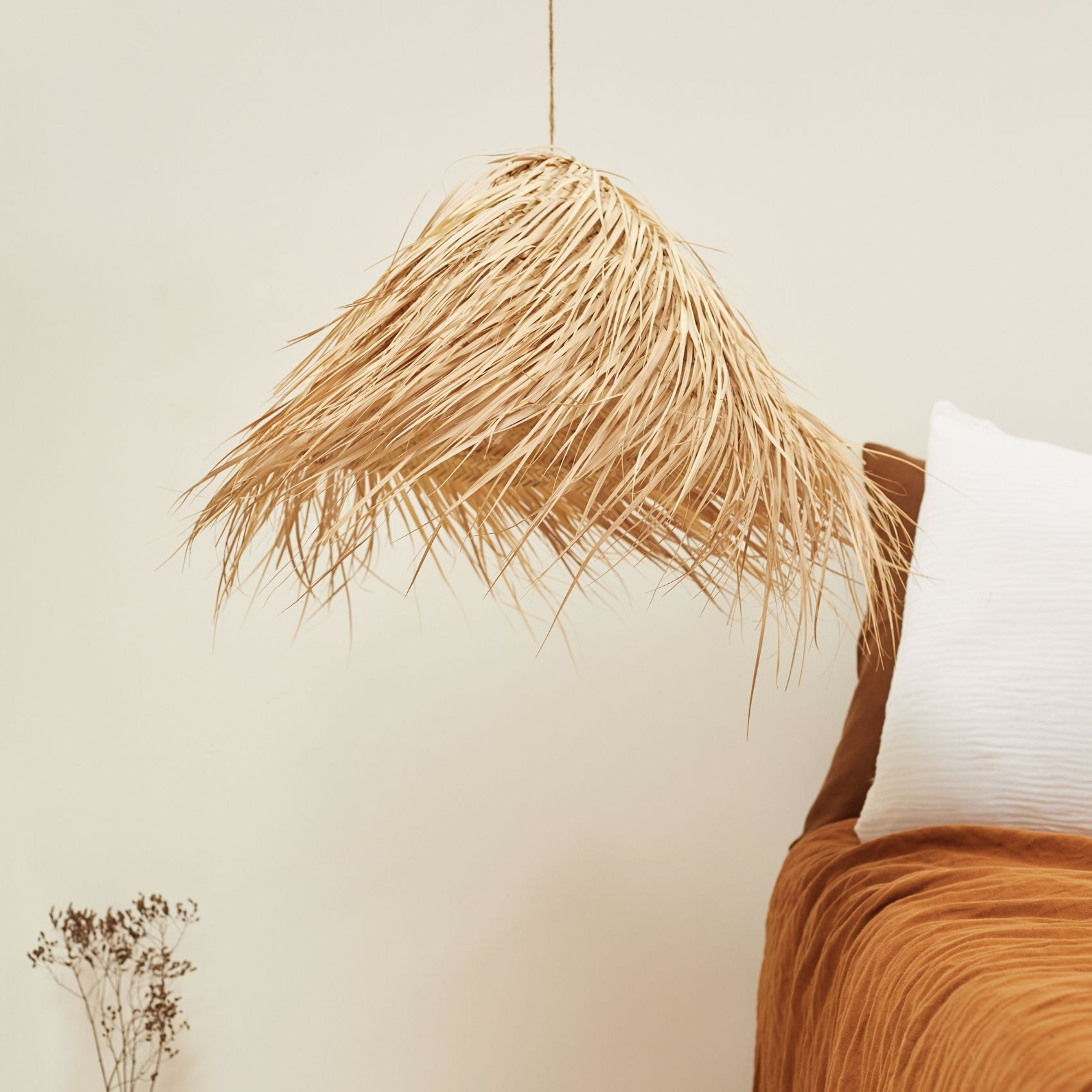 Abat-jour cône à franges - Naturel