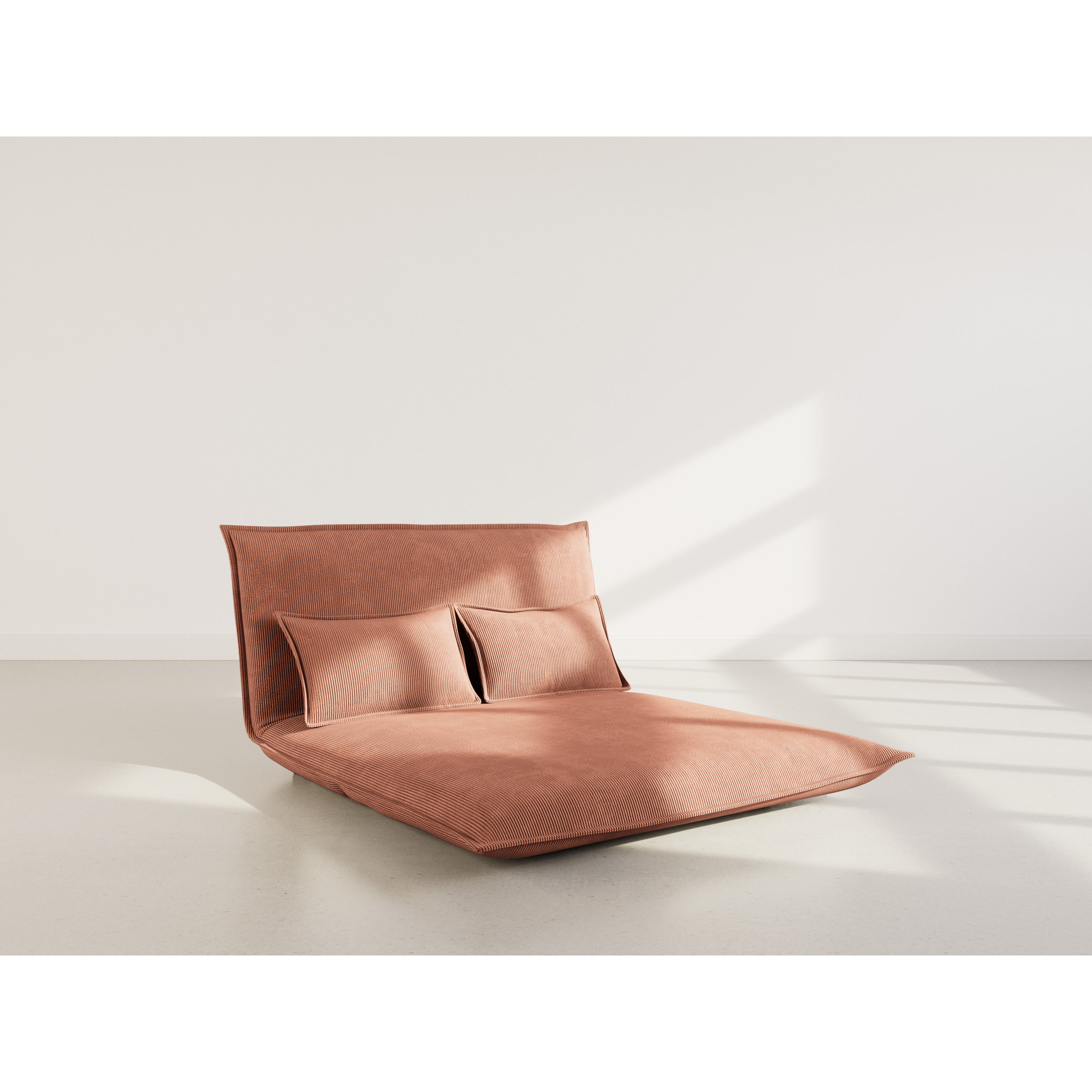 Candice - Banquette 2 places convertible clic-clac en velours côtelé - Terracotta