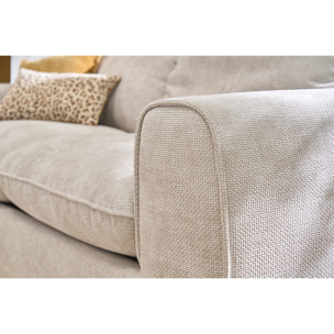 Canapé convertible avec têtières ajustables 3 places en tissu velours chenille beige NOAM