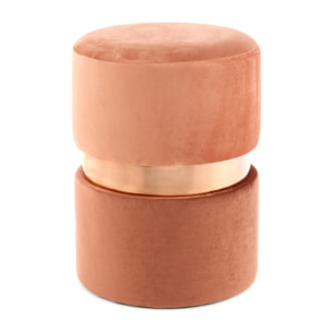 Pouf contenitore Gipsy in velluto terracotta e rosa