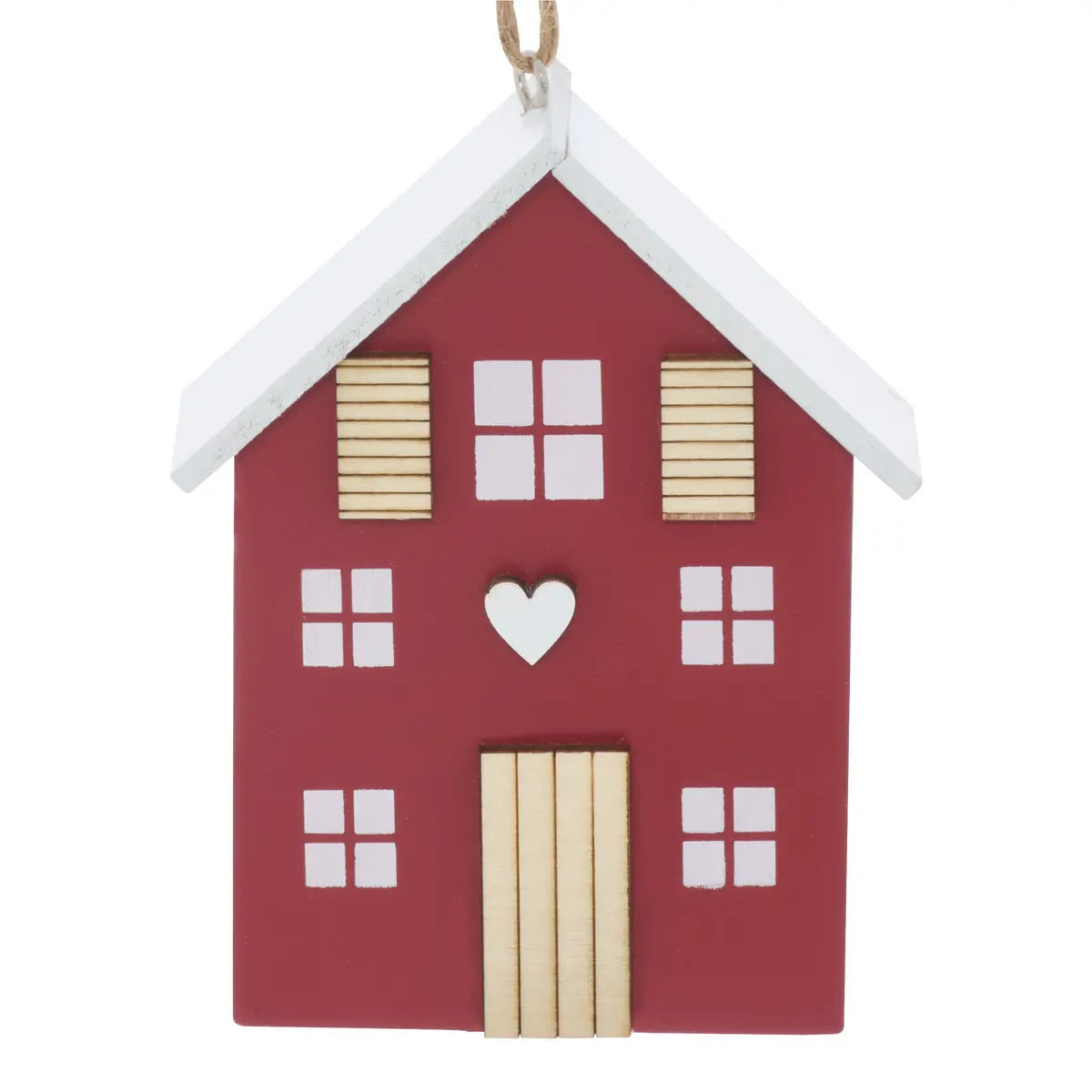 Suspension de sapin maison en bois rouge et vert 10 cm