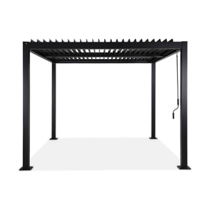 Pergola bioclimatique noire. aluminium et acier. 3x3m. lames orientables