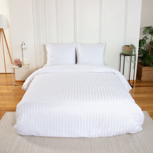Parure housse de couette 3pcs 100% microfibre unie - blanc